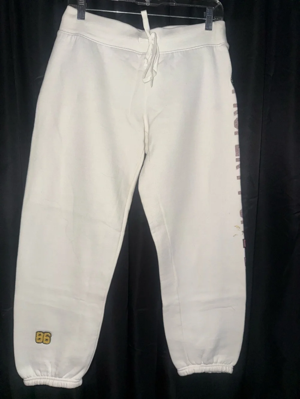 Victoria's Secret PINK White Women’s Joggers with Side Script - Picture 1 of 3